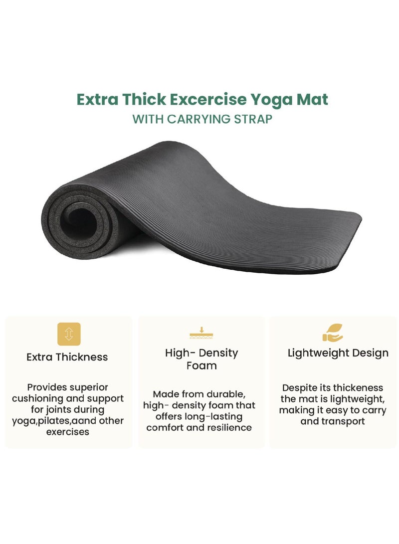 REST Yoga Mat Non Slip, Yoga Mat with Strap Included 10mm Thick Exercise Mat Ideal for HiiT, Pilates, Yoga and Many Other Home Workouts, Black - Image 4